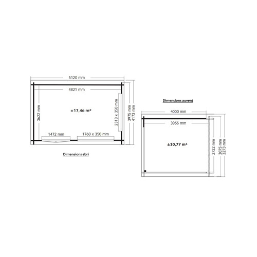 ABRIS JARDIN BOIS 44 MM - TOIT ACIER ET AUVENT
