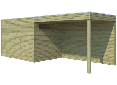 Abri bois panneaux 28 mm avec auvent