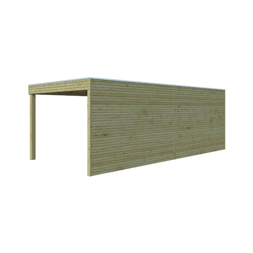 Abri en bois autoclave 28 mm 9 m2+ auvent 8.84m2