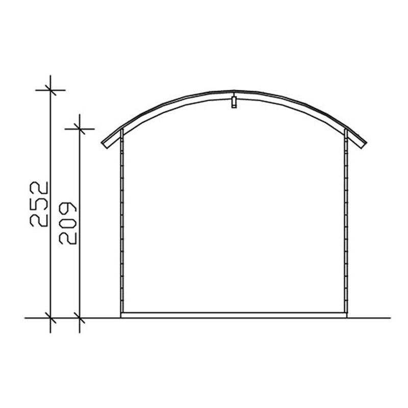 ABRI DE JARDIN BOIS MADRIER 28mm ROUGE TOIT ARRONDI 2.50 x 2.50 M