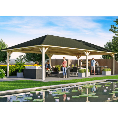 PAVILLON BOIS BRUT ET COUVERTURE SHINGLE NOIR
