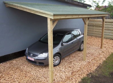 ABRI VOITURE ADOSSÉ BOIS AUTOCLAVE 3.00 X 5.00 M