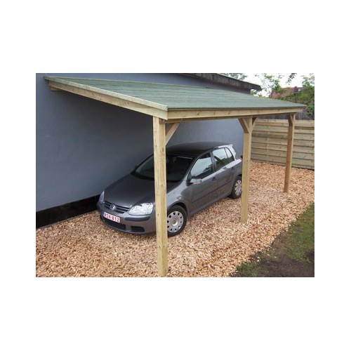 ABRI VOITURE ADOSSÉ BOIS AUTOCLAVE 3.00 X 5.00 M