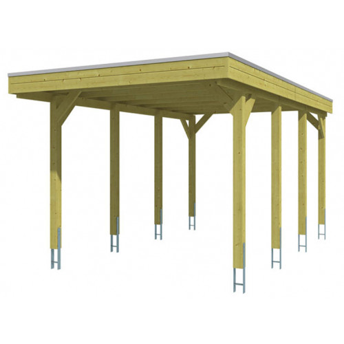 CARPORT BOIS TRAITÉ TOIT ALU