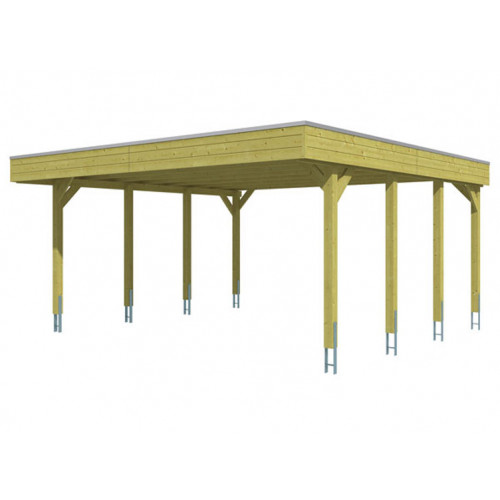 CARPORT BOIS TRAITÉ TOIT ALU