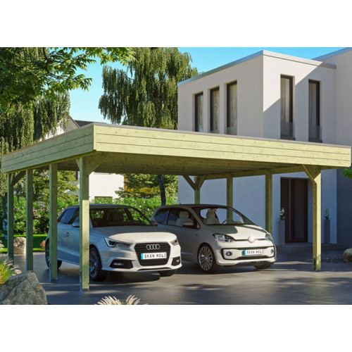 CARPORT BOIS TRAITÉ TOIT ALU