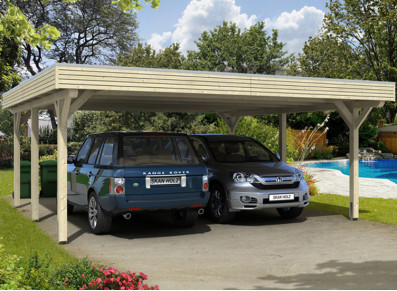 CARPORT BOIS LAMELLE-COLLE 28M2