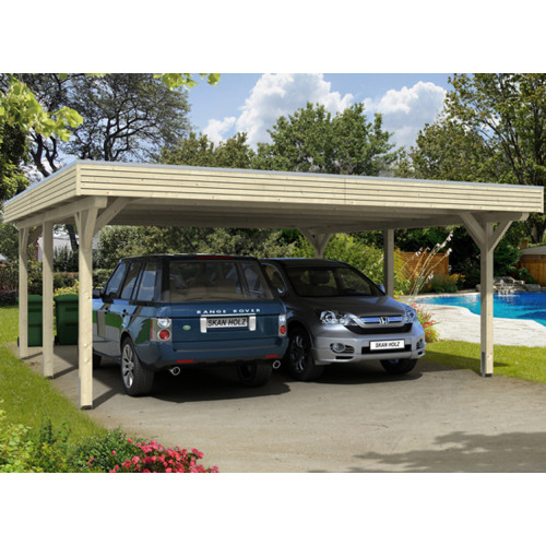 CARPORT BOIS LAMELLE-COLLE 28M2