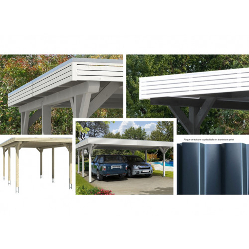 CARPORT BOIS LAMELLE-COLLE 28M2