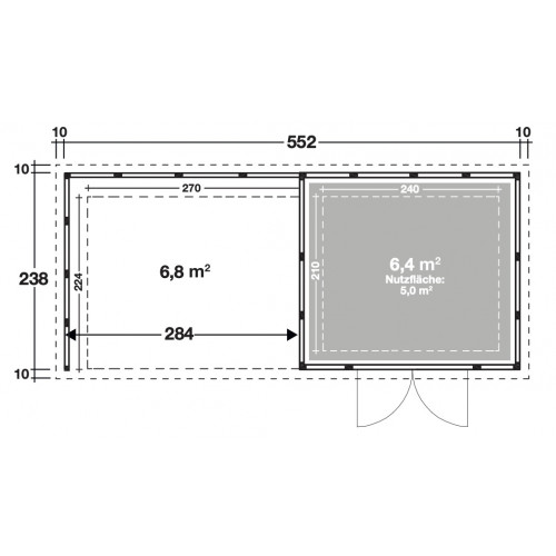 ABRI EN ACIER 6.40 M2 AVEC AUVENT 