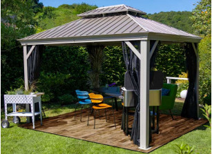 PAVILLON RIGIDE EN ALUMINIUM COULEUR CHAMPAGNE