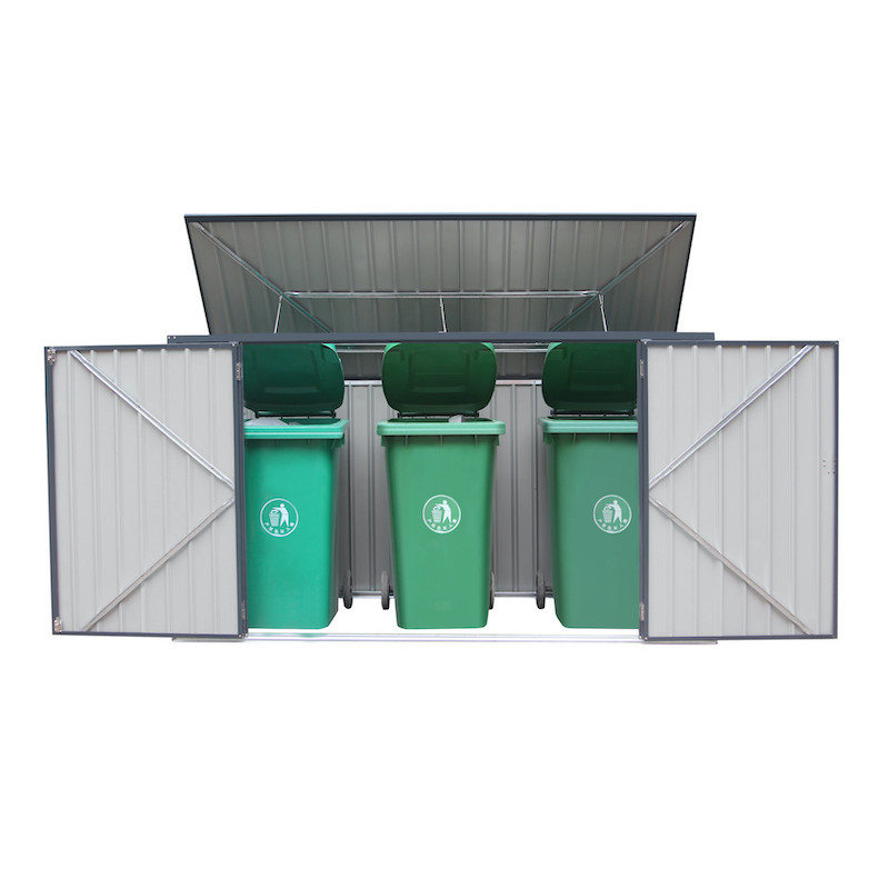 Bacs de rangement pour déchets extérieurs en acier galvanisé à 3