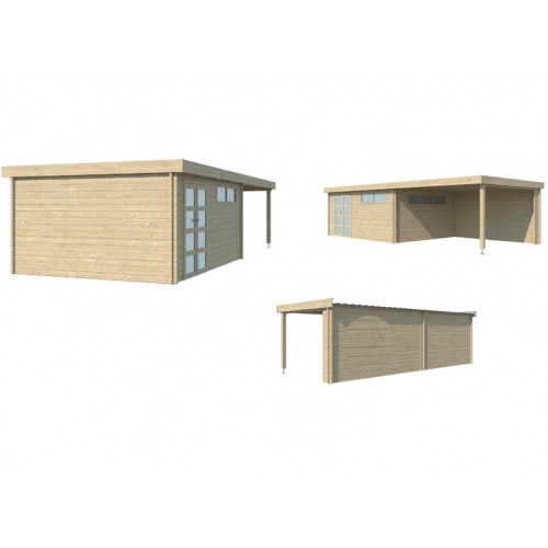 ABRIS JARDIN BOIS 44 MM - TOIT ACIER ET AUVENT