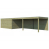 Abri bois traité 28 mm combiné avec grand carport