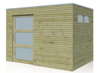 Abri de jardin en bois autoclave 28 mm avec porte coulissante