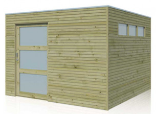 Abri de jardin en bois parois 28 mm avec porte coulissante