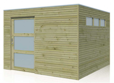 Abri de jardin en bois parois 28 mm avec porte coulissante