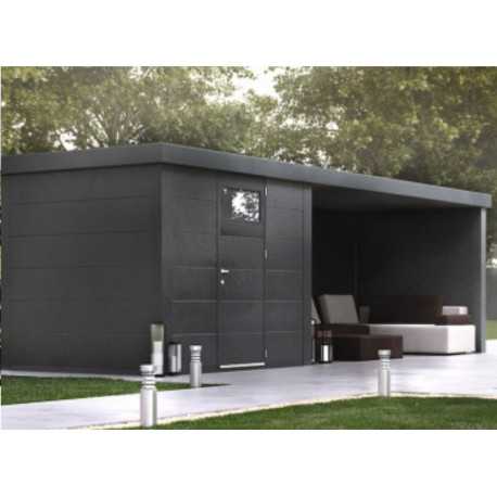 ABRI EN ACIER 5.70 M2 AVEC AUVENT 