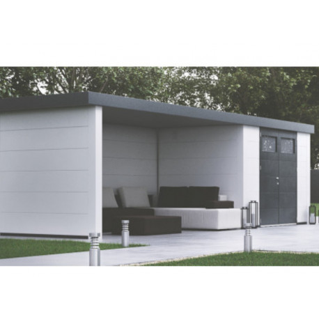 ABRI EN ACIER 6.40 M2 AVEC AUVENT 