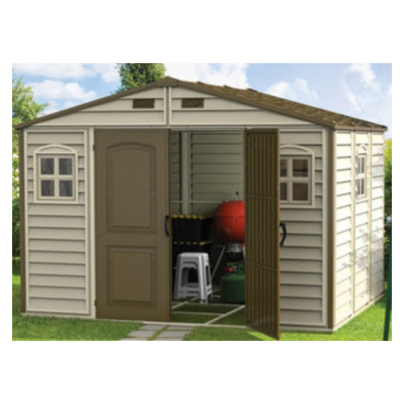 Abri de Jardin PVC Dauphin 12 m² avec 2 Portes Doubles / Duramax