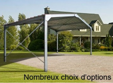 ABRI VOITURE METALLIQUE : 4.00 M X 4.00 M