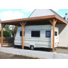 ABRI CAMPING CAR ADOSSÉ BOIS TOIT PLAT : 4 x 8 M