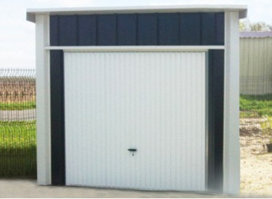 Garage métallique bicolor avec porte basculante 3,00 x 5,36 m 