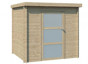 abri bois brut madriers 19 mm toit plat avec bâche PVC