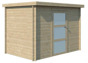abri de jardin en bois brut madriers 19 mm et toit PVC