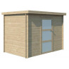 abri de jardin en bois brut madriers 19 mm et toit PVC