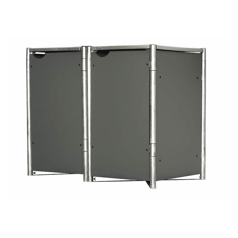 Cache poubelle double en aluminium thermolaqué 2x240 litres