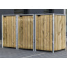 CACHE-POUBELLES BOIS TRIPLE 140L