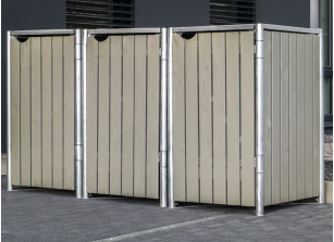 CACHE-POUBELLES BOIS TRIPLE 140L