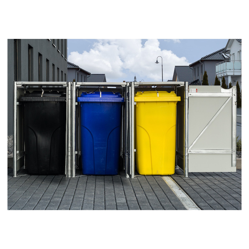 TRIPLE BOX POUBELLES EN ALU NOIR POUR 3 POUBELLES DE 240 LITRES