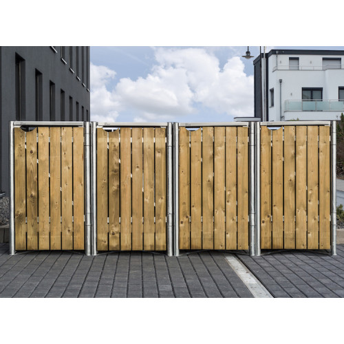 COFFRE BOIS 4 POUBELLES 140L