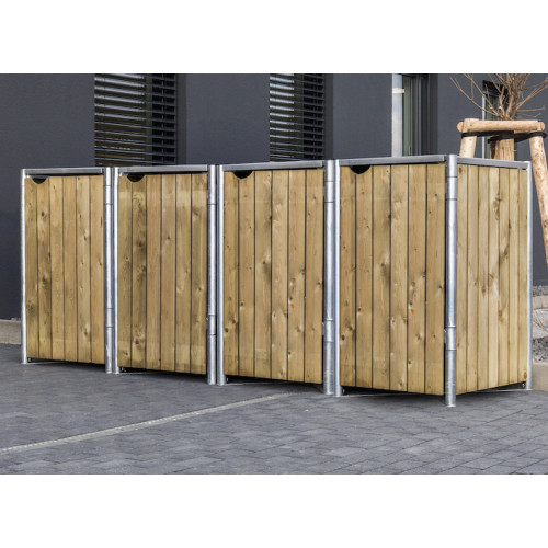 COFFRE BOIS 4 POUBELLES 140L
