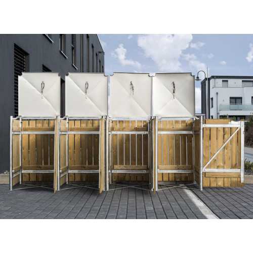COFFRE BOIS 4 POUBELLES 140L