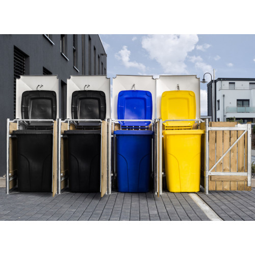 COFFRE BOIS 4 POUBELLES 140L