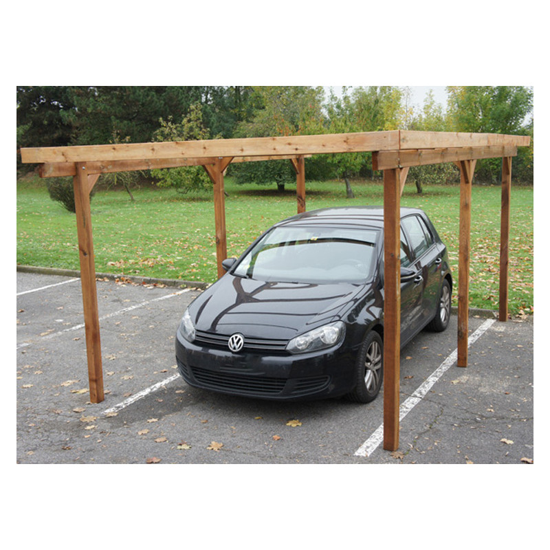 Carport autoportant en bois traité autoclave pour camping car 4x8m