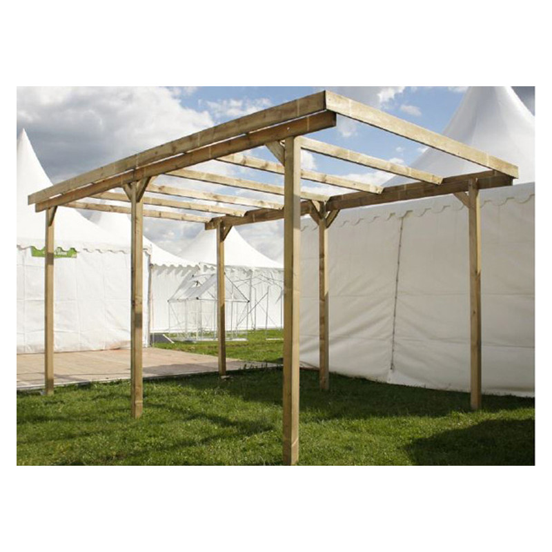 Carport autoportant en bois traité autoclave pour camping car 4x8m