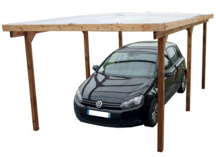 Carport en bois traité toit PVC