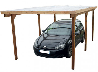 Carport en bois traité toit PVC