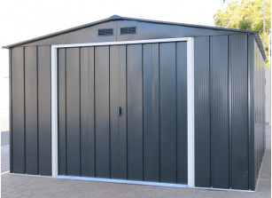 ABRI JARDIN METALLIQUE ANTHRACITE AVEC PORTE COULISSANTE