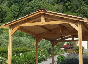 Carport autoportant en bois traité autoclave pour camping car 4x8m