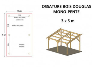 OSSATURE DOUGLAS MONO-PENTE 15M2