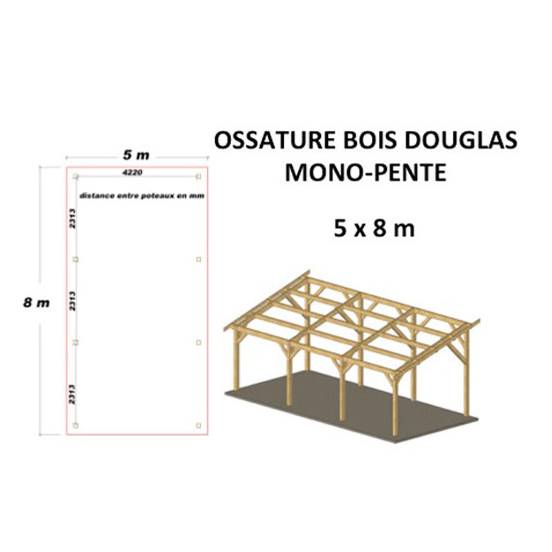 Abris-Co Bois. Garage ossature bois : Modèle MARS 40 m²