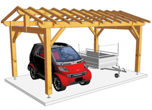 CHARPENTE BOIS 2 PENTES TENON/MORTAISE - 19m2