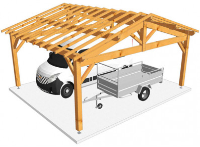 CHARPENTE BOIS 2 PENTES TENON/MORTAISE - 35M2