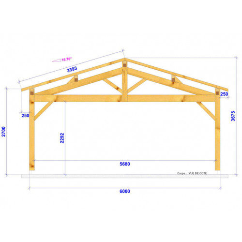 CHARPENTE BOIS 2 PENTES TENON/MORTAISE - 35M2