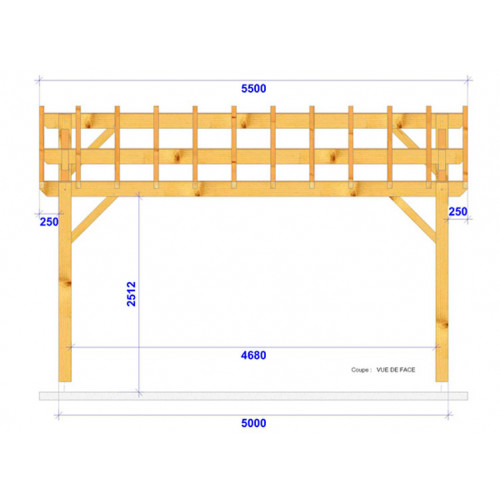 CHARPENTE BOIS 2 PENTES TENON/MORTAISE - 35M2